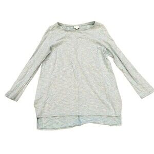 J. Jill Pure Jill Blue & White Stripe Long Sleeve Tunic Top Size Medium